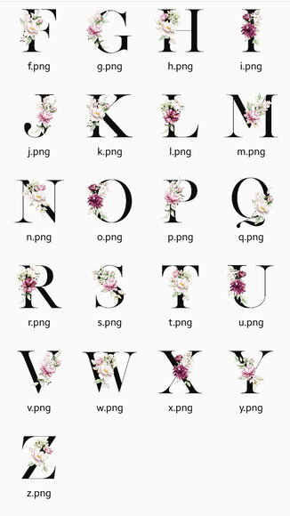 Kit Digital Alfabeto Preto Floral