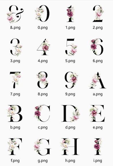 Kit Digital Alfabeto Preto Floral