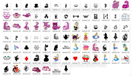 Kit Digital Alice no País das Maravilhas - Mega Pack Png Jpg