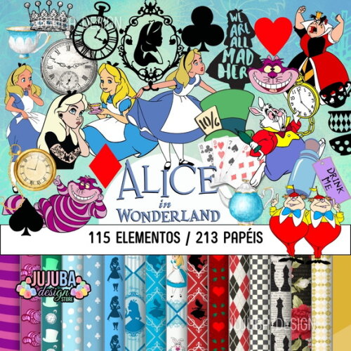 Kit Digital Alice no País das Maravilhas - Mega Pack Png Jpg