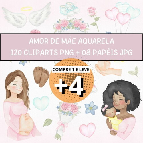 Kit Digital Amor de Mãe Aquarela (dia das Mães)