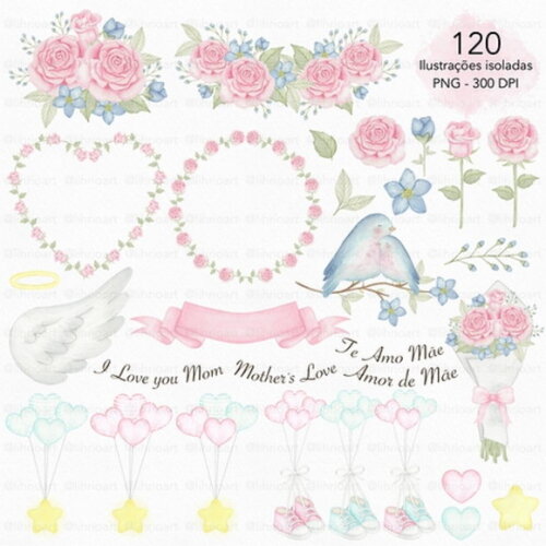 Kit Digital Amor de Mãe Aquarela (dia das Mães)