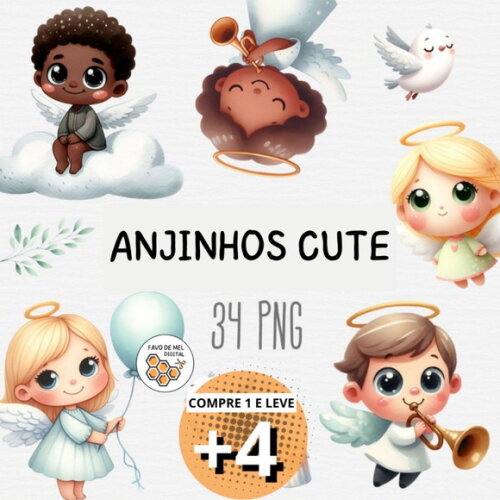 Kit Digital Anjinhos Cute Aquarela Png Cute Angels Cc