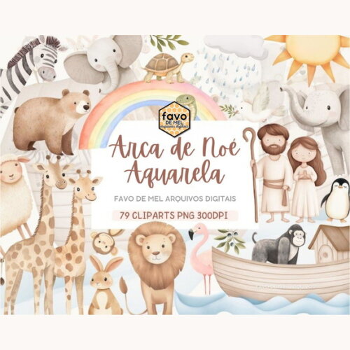 Kit Digital Arca de Noé Aquarela #09