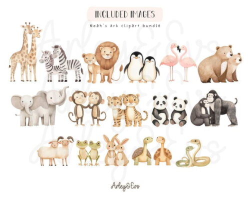 Kit Digital Arca de Noé Aquarela #09