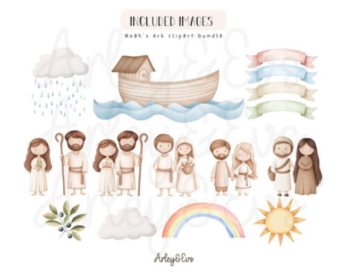 Kit Digital Arca de Noé Aquarela #09