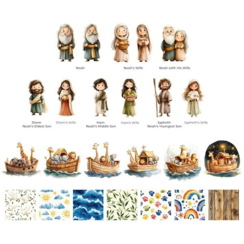 Kit Digital Arca de Noé Aquarela Premium #11