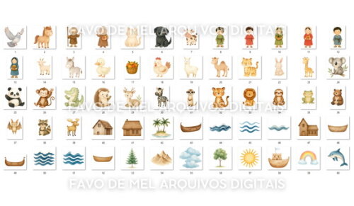 Kit Digital Arca de Noé Verde Aquarela #15 (pague 1 Leve +4)