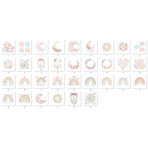 Kit Digital Arco-íris Aquarela #3 Boho Rainbow Baby Pastel
