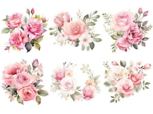 Kit Digital Arranjos de Rosa Aquarela - Rose Clipart Ds