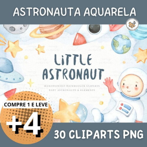 Kit Digital Astronauta Aquarela - Little Astronaut (es)