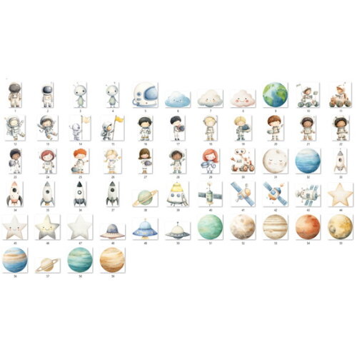 Kit Digital Astronauta Aquarela #33 Png Svg