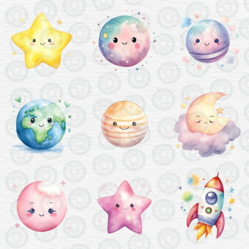 Kit Digital Astronauta Espaço Aquarela - Cute Space (cc)