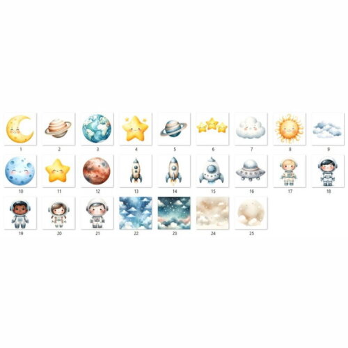 Kit Digital Astronauta Espaço Aquarela Png Cute #10