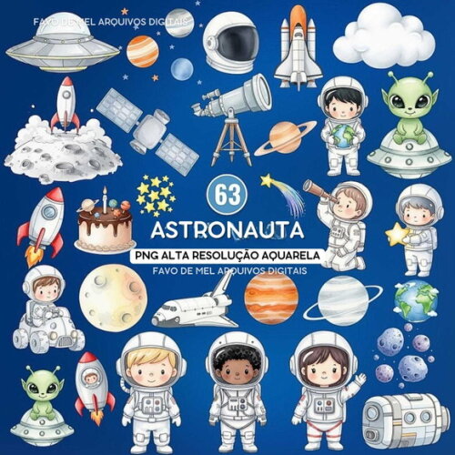 Kit Digital Astronauta Espaço Aquarela Premium #28