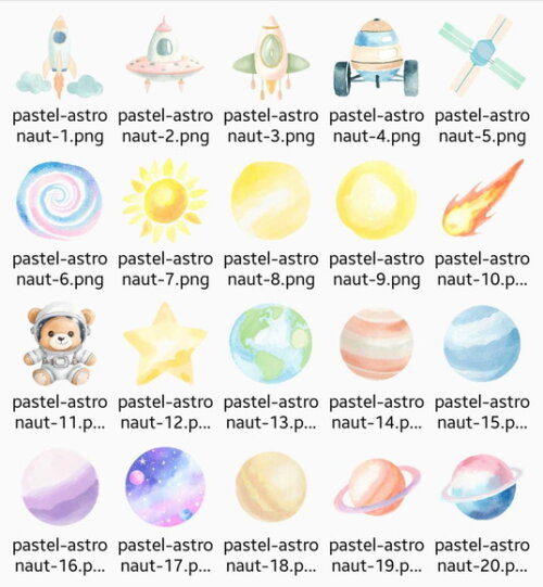 Kit Digital Astronauta Espaço Aquarela Premium #29