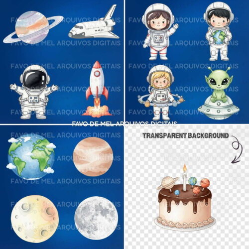 Kit Digital Astronauta Espaço Aquarela Premium #28