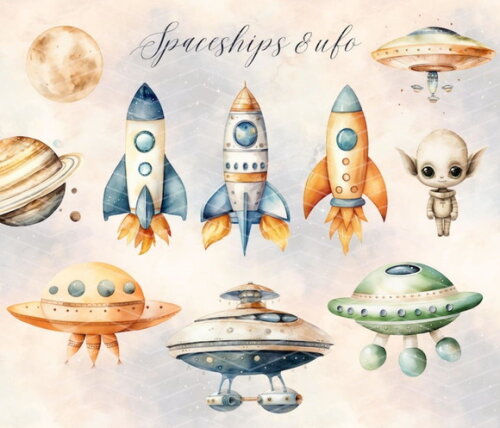 Kit Digital Astronautas Cute Aquarela Premium