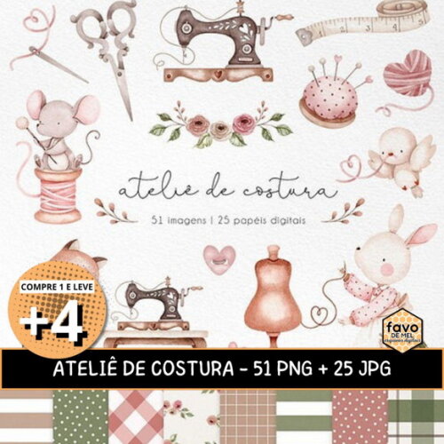 Kit Digital Ateliê de Costura Aquarela