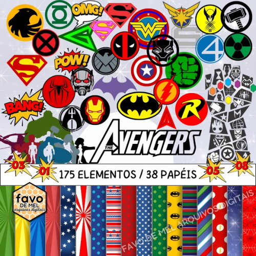Kit Digital Avengers Vingadores - Mega Pack