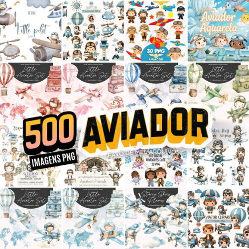 Kit Digital Aviador - Mega Pack 16 Kits 500 Elementos