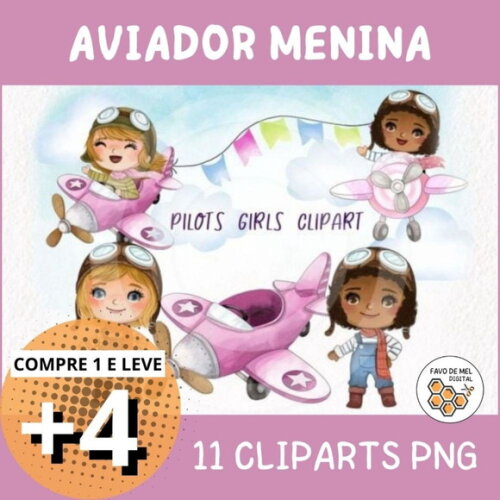 Kit Digital Aviador Menina - Pilots Girls Handmek