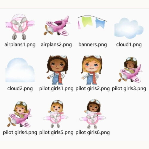 Kit Digital Aviador Menina - Pilots Girls Handmek