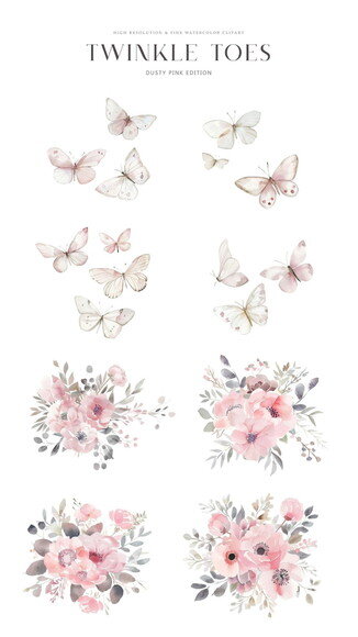 Kit Digital Bailarina Aquarela Premium - Twinkle Toes