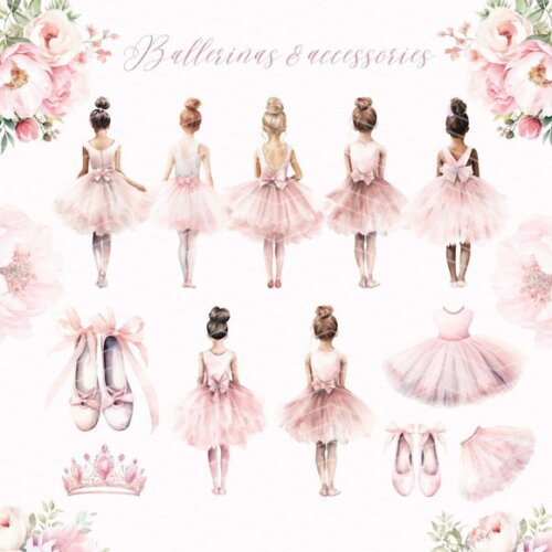 Kit Digital Bailarina Aquarela Premium - Swan Lake