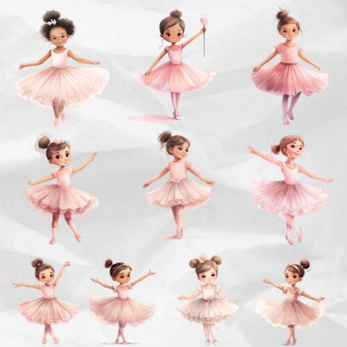 Kit Digital Bailarina Rosa Aquarela - Pink Ballerina (ddm)