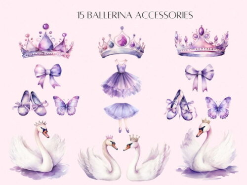 Kit Digital Bailarina Lilás Aquarela Premium Ld