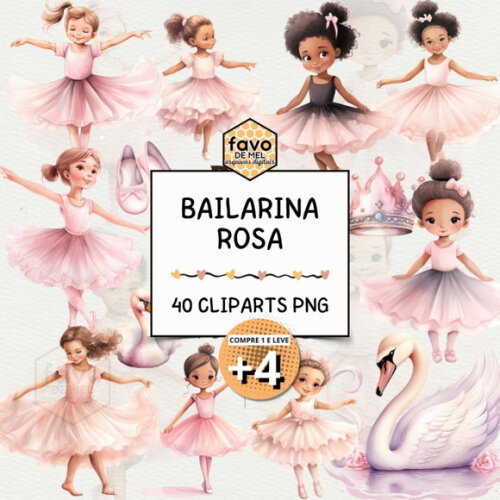 Kit Digital Bailarina Rosa Aquarela - Pink Ballerina (ddm)
