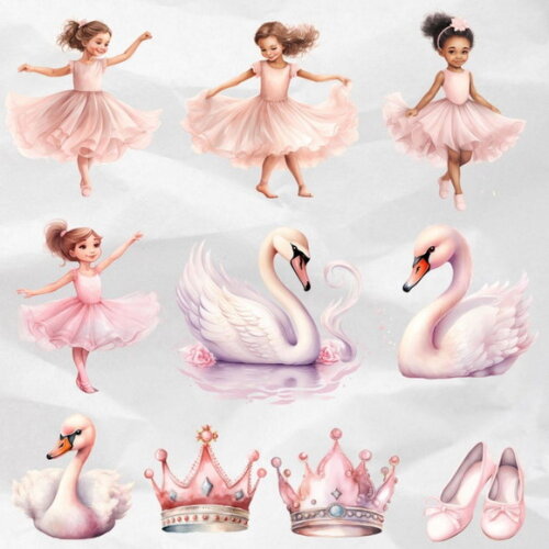 Kit Digital Bailarina Rosa Aquarela - Pink Ballerina (ddm)