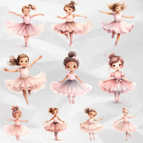 Kit Digital Bailarina Rosa Aquarela - Pink Ballerina (ddm)
