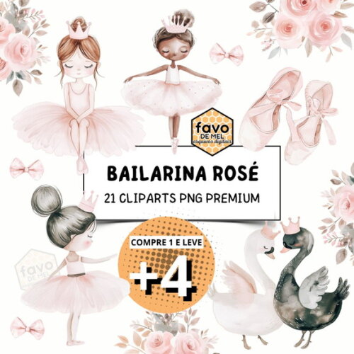 Kit Digital Bailarina Rosa Aquarela - Rose Lake (paa)