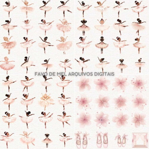 Kit Digital Bailarina Rosa Aquarela #17 Png Premium