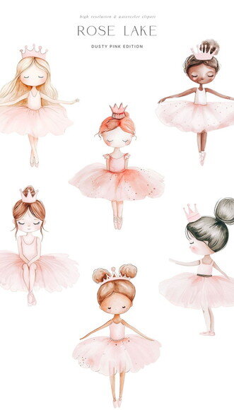 Kit Digital Bailarina Rosa Aquarela - Rose Lake (paa)