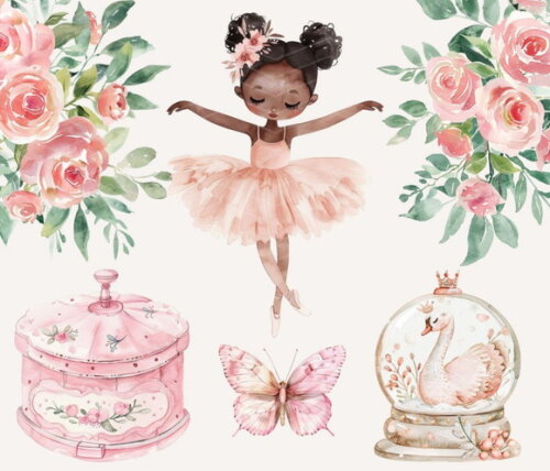 Kit Digital Bailarina Rosa Aquarela Premium Ccs