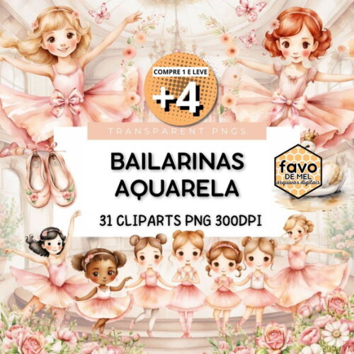 Kit Digital Bailarinas Aquarela (msp)