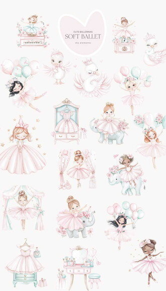 Kit Digital Bailarinas Aquarela #18 Png Premium