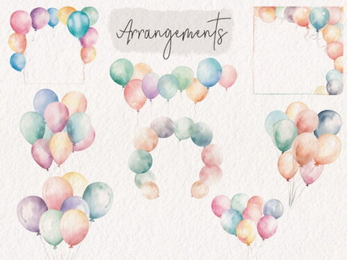 Kit Digital Balões e Animais Aquarela - Ursinho Elefante Kd