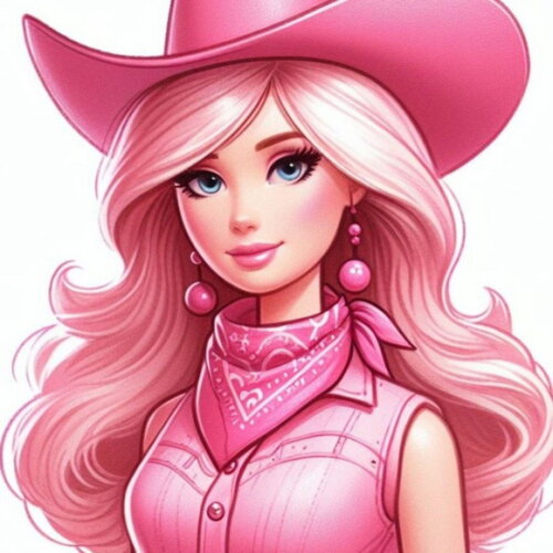 Kit Digital Barbie Boiadeira Cowgirl Rosa Png Aquarela