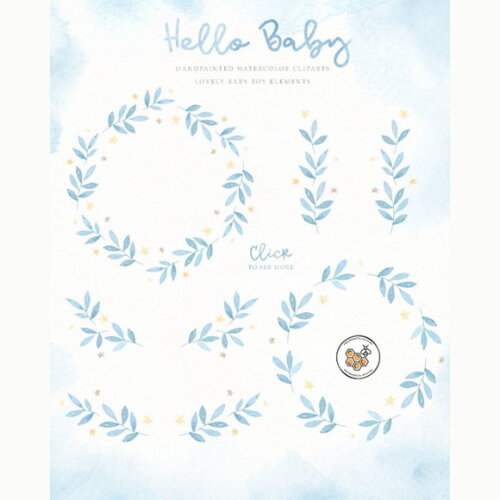 Kit Digital Bebê Cegonha Aquarela Premium - Hello Baby