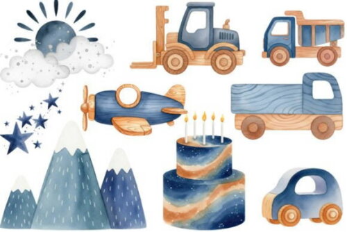 Kit Digital Bebê Menino Aniversário Chá Revelação Aquarela