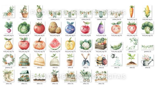 Kit Digital Bebê Vegetariano Vegano Hortinha Legumes Png