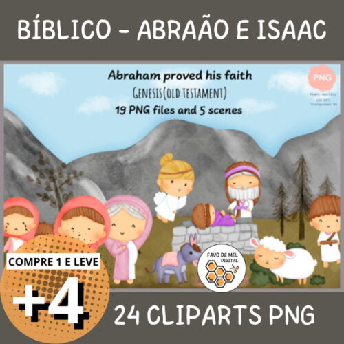 Kit Digital Bíblico Infantil Aquarela - Abraão e Isaac
