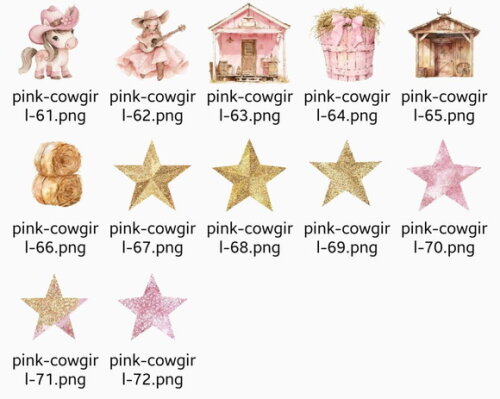 Kit Digital Boiadeira Rosa Aquarela #42 Cowgirl Pink Png