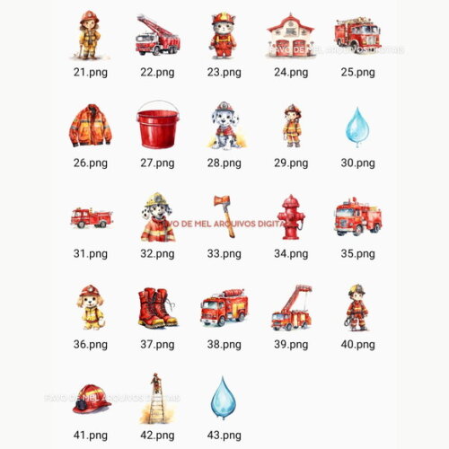 Kit Digital Bombeiros Aquarela #12 Png Svg (pague 1 Leve 5)