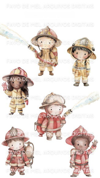 Kit Digital Bombeiros Aquarela Premium Png
