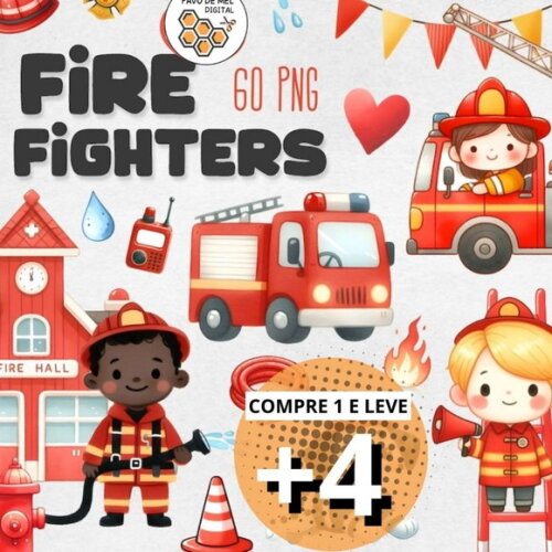 Kit Digital Bombeiros Cute #01 Png